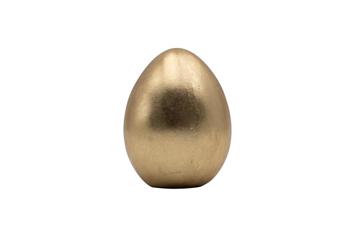 Keramik Ei in gold lackiert groß, 9x9x11,5 cm