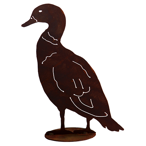 Ente aufrecht stehend, auf Platte, Edelrost, Rost, H 46cm