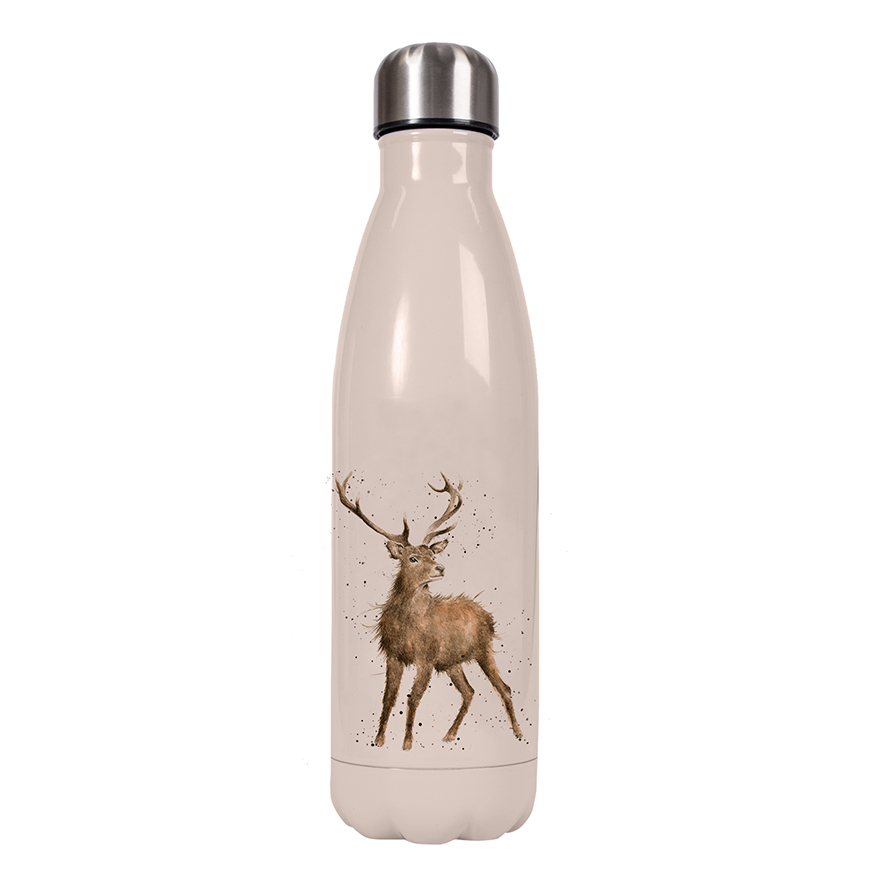 Wrendale Trinkflasche in Geschenkverpackung, Motiv Hirsch, Farbe beige, 500 ml