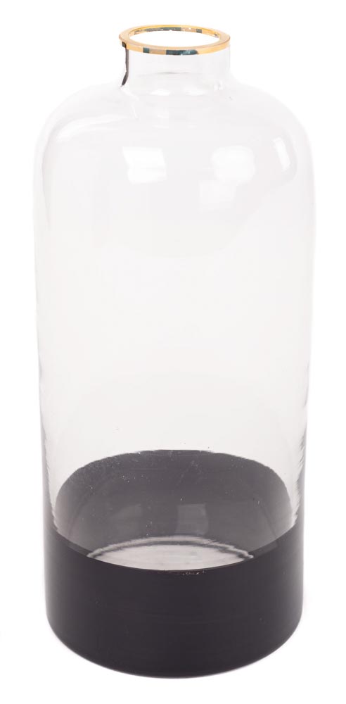 Glasvase Flaschenförmig, unterer Bereich Schwarz, L, 10x10x23 cm