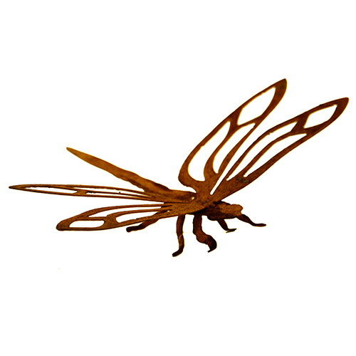 Libelle, freistehend mit Füßchen und Flügeln, Edelrost, 31x19cm