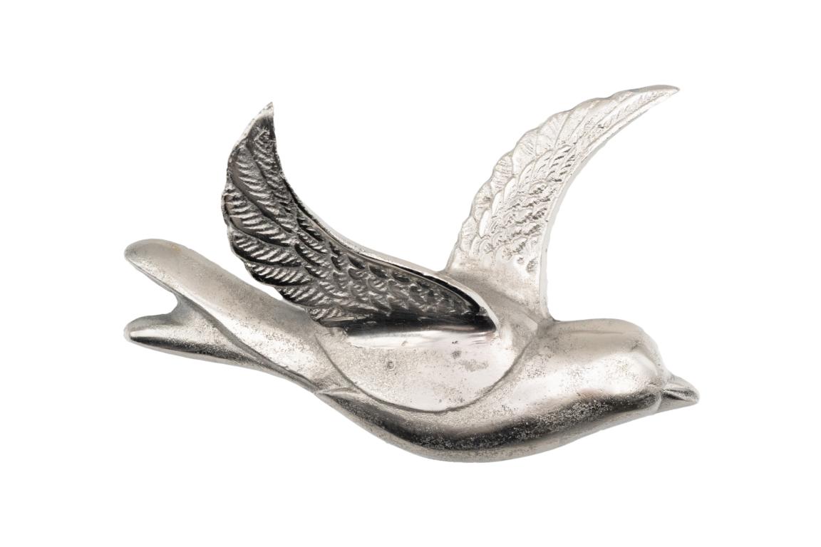 Colmore Vogel fliegend, zum Aufhängen,zwei Flügel,  Alluminium/Silber, antike Optik, 32x23x10cm