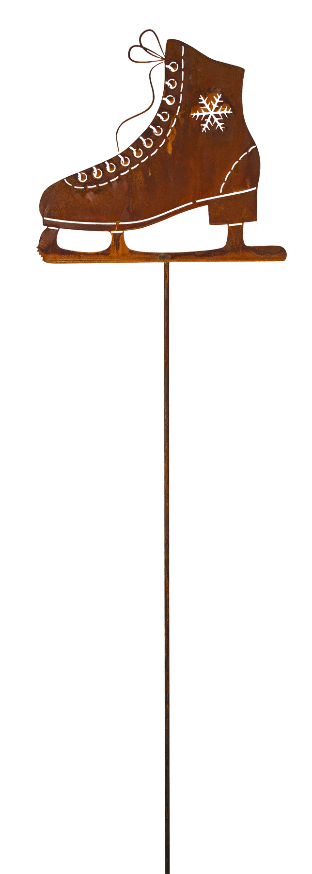 Schlittschuh auf Stab, Edelrost,Rost, 23,5x28 cm Stab 120 cm