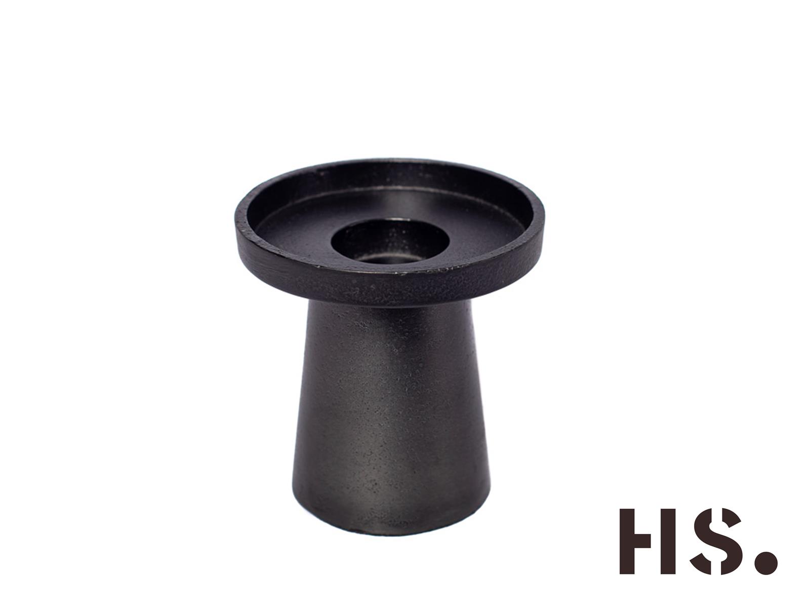 Kerzenhalter Dre klein, schwarz, für Stabkerzen D 3,5cm, mit breitem Fuß , 10x10x10 cm