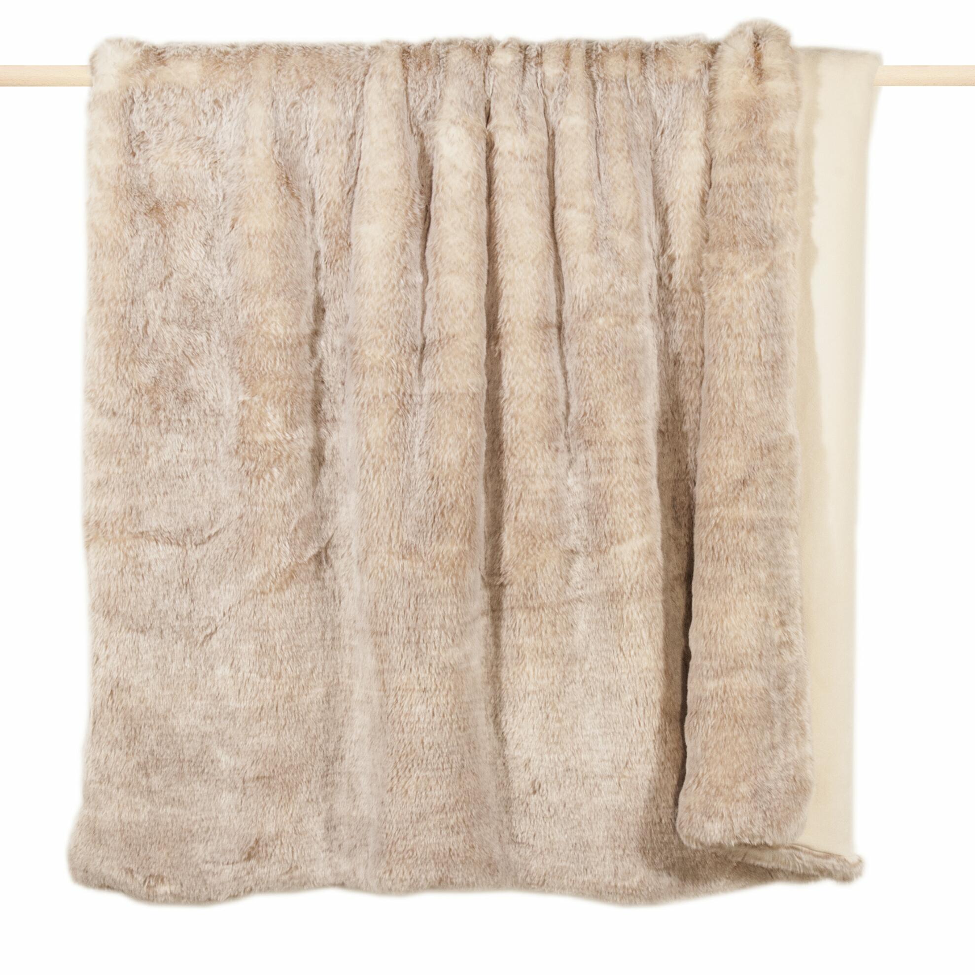 pad Decke CHAMPAGNE, Kunstfell, natur gescheckt, 140x190 cm