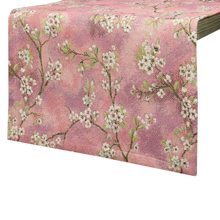 Tischläufer Rika, Motiv Kirschblüten, rosa/pink, 40x140cm