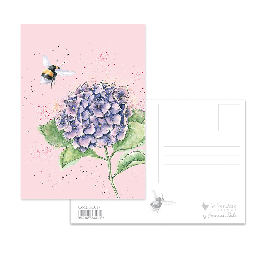 Wrendale Postkarte, Motiv Hummel und Hyazinthe "Busy Bee", 14,8x 10,5cm