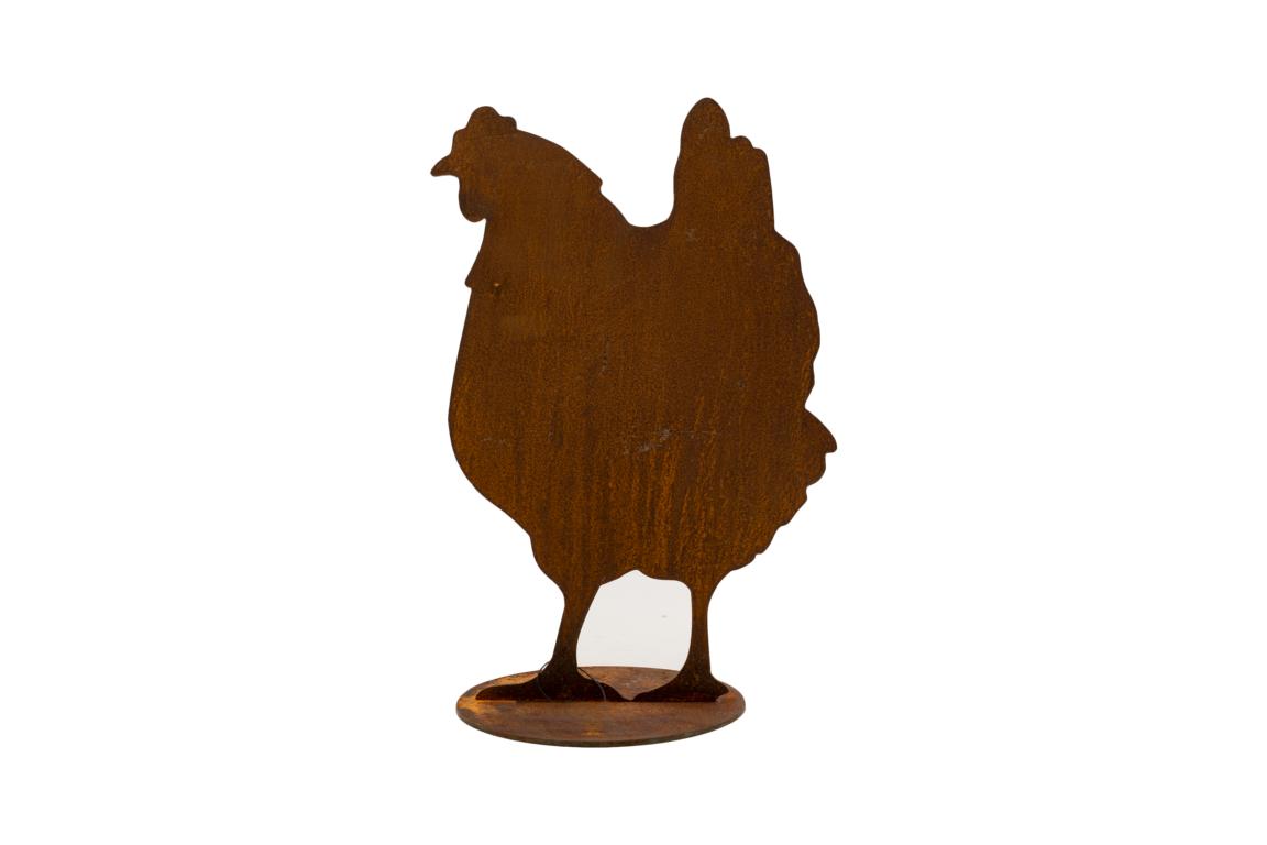 Huhn auf Platte, von vorne, H37cm, B25cm