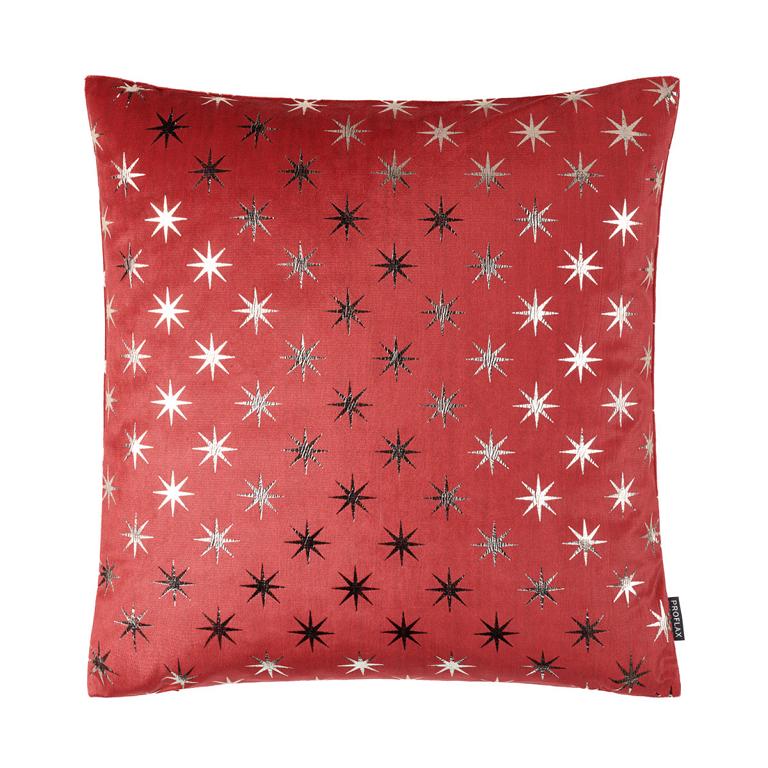 PROFLAX Kissenhülle Cosmos, rot mit goldenen Sternen, 40x40 cm