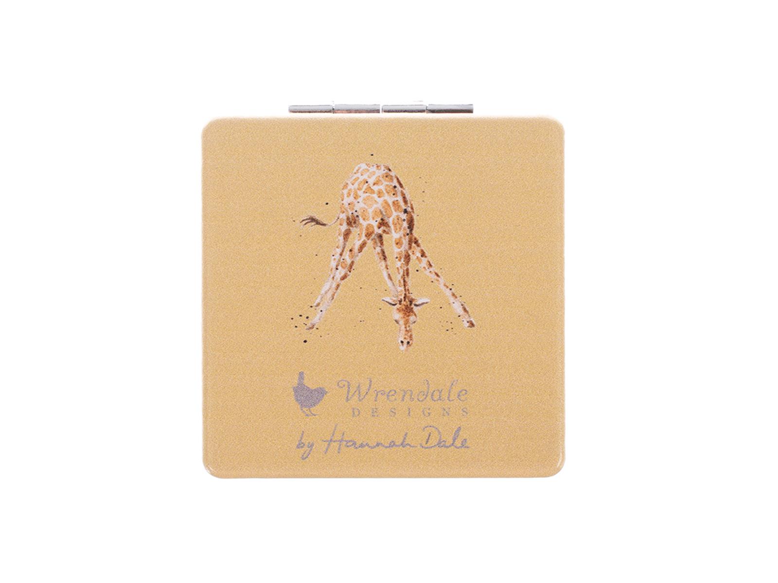 Wrendale Taschenspiegel zum klappen in Geschenkschachtel, Motiv Giraffe, gelb, 7x7cm