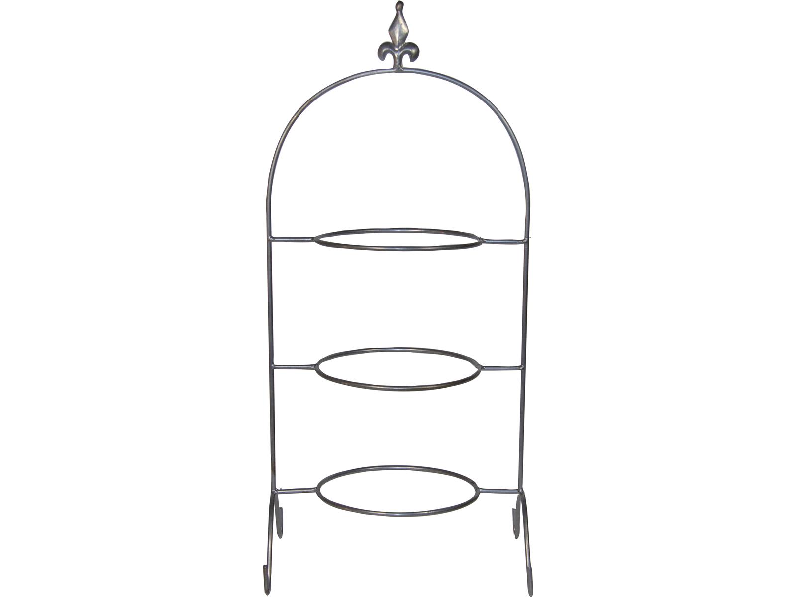 3er Teller- Etagere aus Metall, mit Lilie, Antike Optik, verschiedene Farben