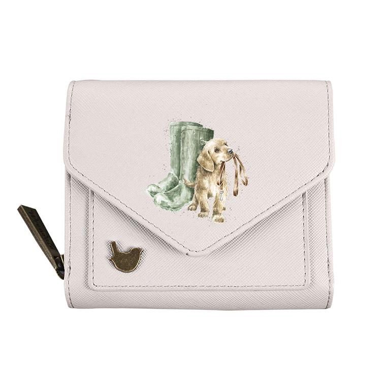 Wrendale Geldbörse klein, mit Druckknopf und Reißverschluss, Motiv Hund, grau, 11x9x3cm