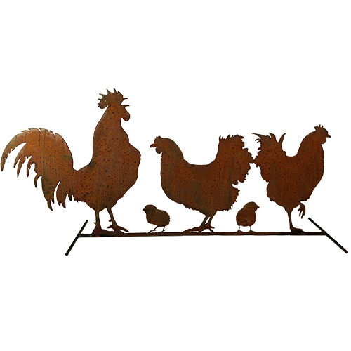 Hühner und Hahn auf der Stange zum Stellen 144 x 65 cm