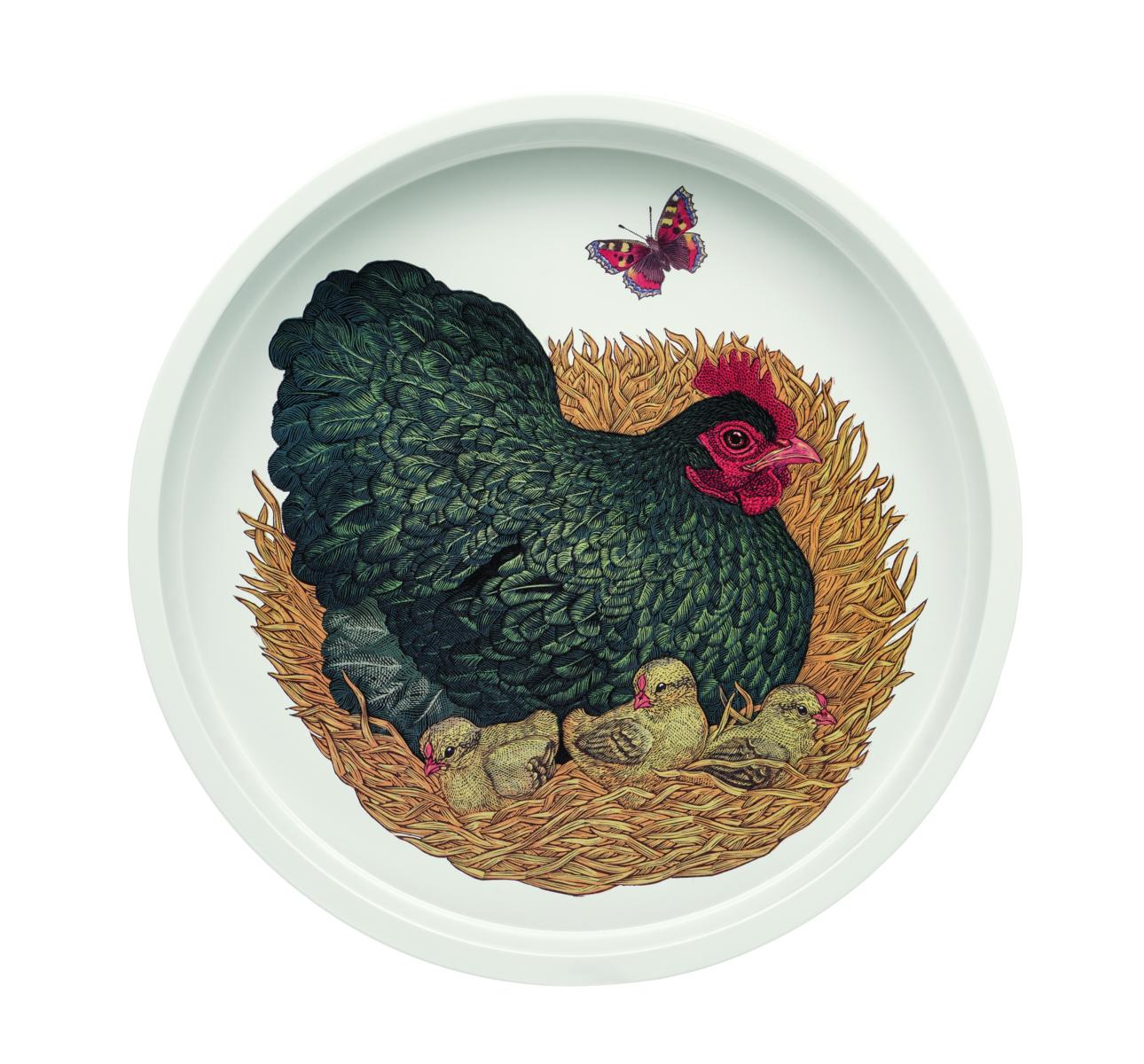 VANESSA LUBACH Tablett aus Blech Motiv Huhn, DM 31 cm