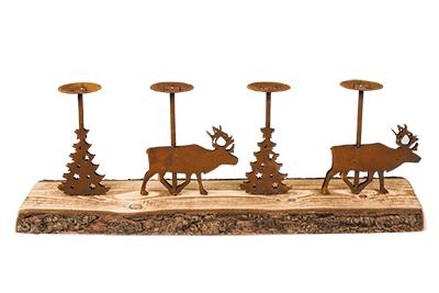 Adventständer, Adventkranz, Holz mt Edelrost, Rost Deko, L 65cm