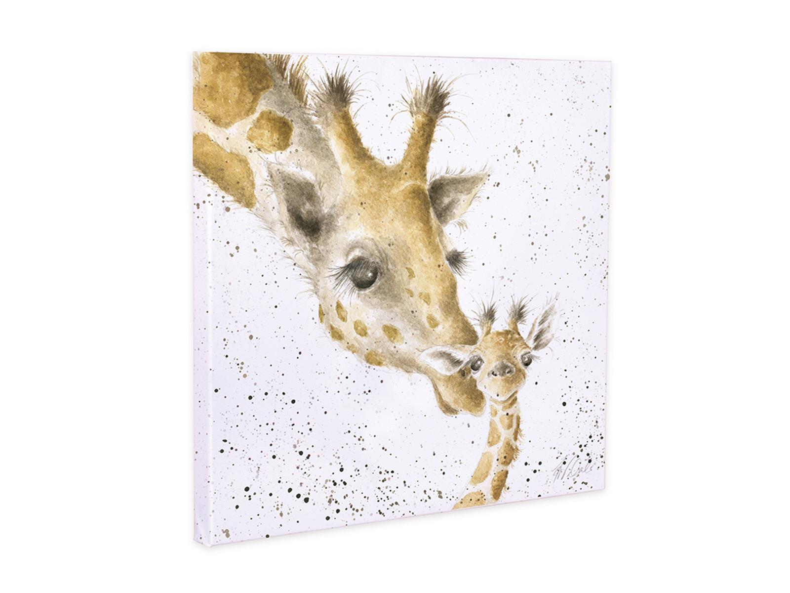 Wrendale Leinwand medium, Aufdruck Giraffenmutter mit Kind, "First Kiss", 50x50 cm