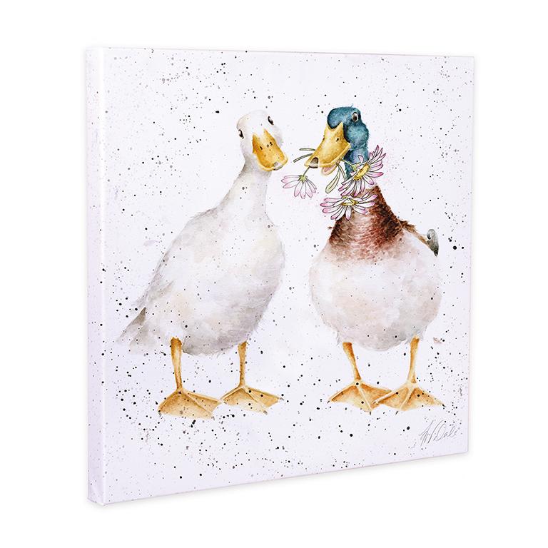 Wrendale Leinwand, Aufdruck zwei Enten " Not a daisy goes by", 80x80 cm