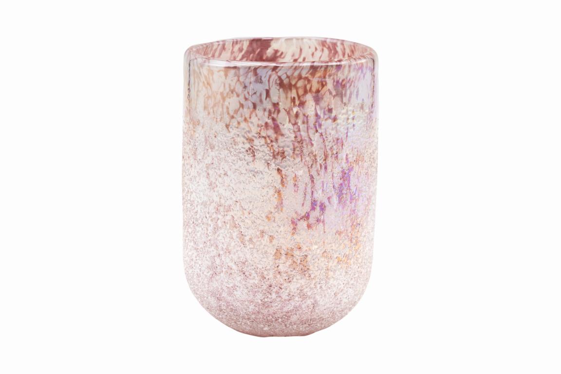 Colmore Vase/Windlichtglas,klein, marmoriert rosa/weiß, aus Glas, handgearbeitet, mundgeblasen, ca. 9x9x13cm