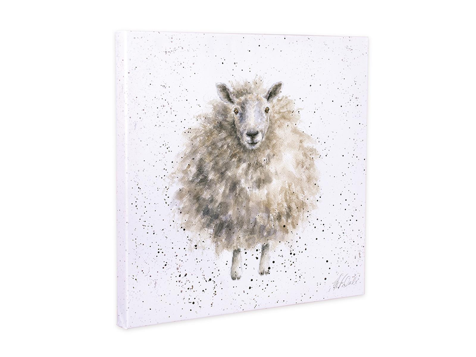 Wrendale Leinwand klein, Aufdruck Schaf, "The Wooly Jumper", 20x20 cm