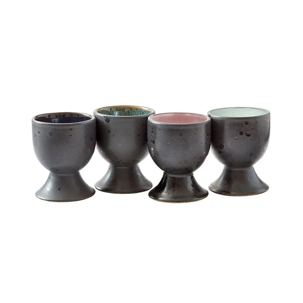 Eierbecher 4er Set, außen anthrazit, innen helle Töne, 6,5x4,55cm