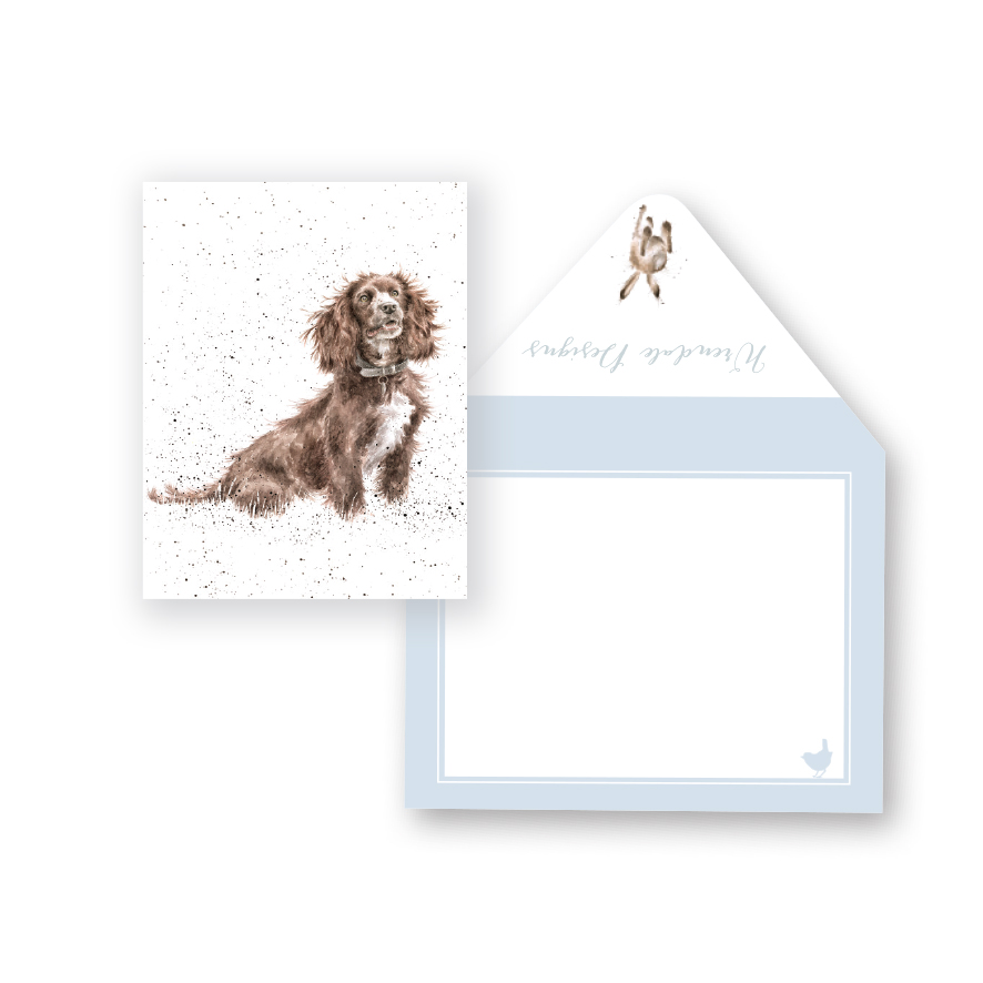Wrendale Mini-Karte mit Umschlag, Motiv Hund sitzt, Rechteckig, 9x7,5cm