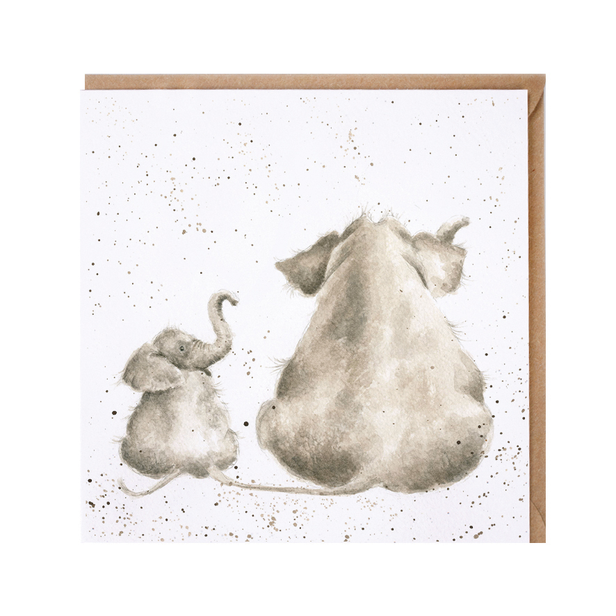 Wrendale Doppelkarte Role Model mit Umschlag, Motiv Elefant mit Kind, Quadratisch, 15x15 cm