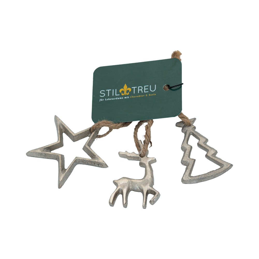Christbaumanhänger 3er Set, Klein, Silber