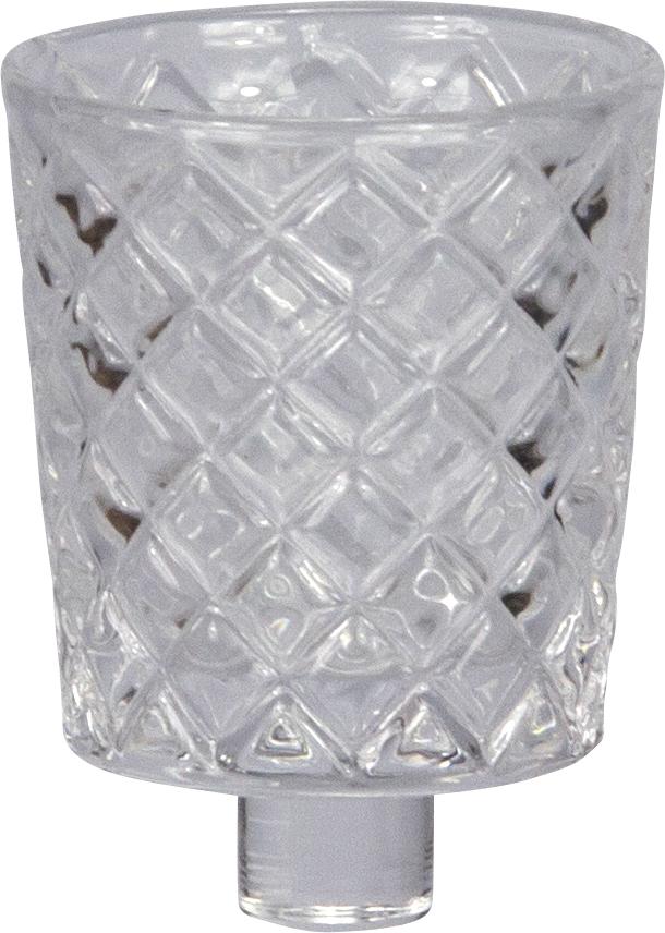 Teelicht-Aufsatzglas 2er Set, Kristallglas, Rautenmuster, 6,5x6cm