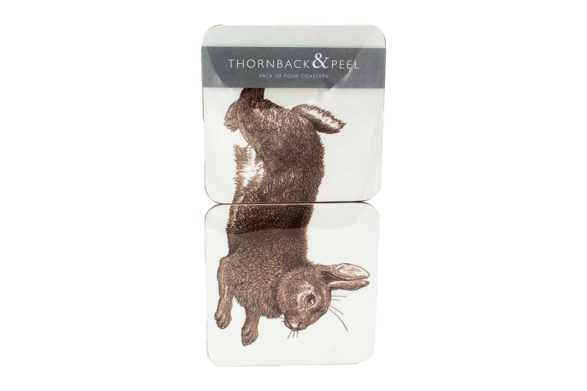Untersetzer  Hase 4er Set  für Gläser und Tassen Kork hinterlegt 10x10 cm