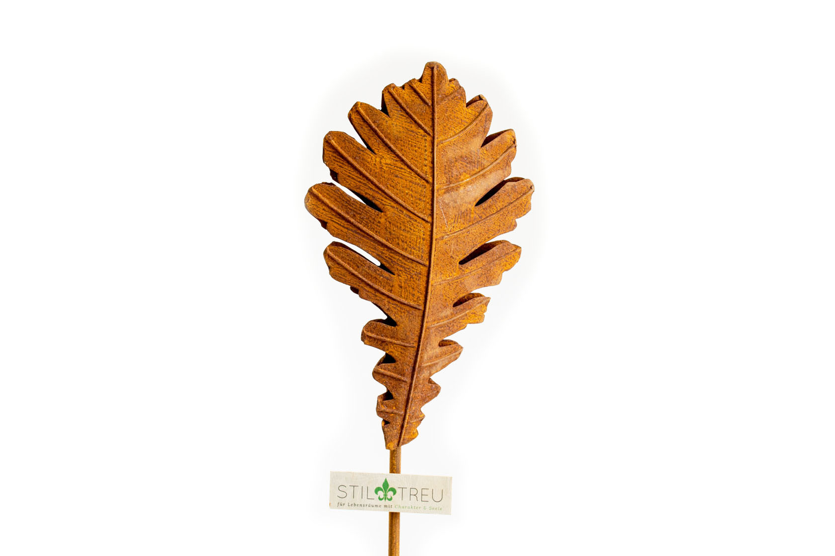 Gartenstecker Eichenblatt Groß, Edelrost, Rost Deko, 36x22,5 cm