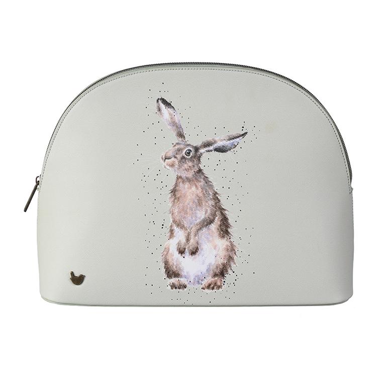 Wrendale Kosmetiktasche groß, Motiv Hase "Hare and the Bee", mit Reißverschluss, grün,  24,5x33cm
