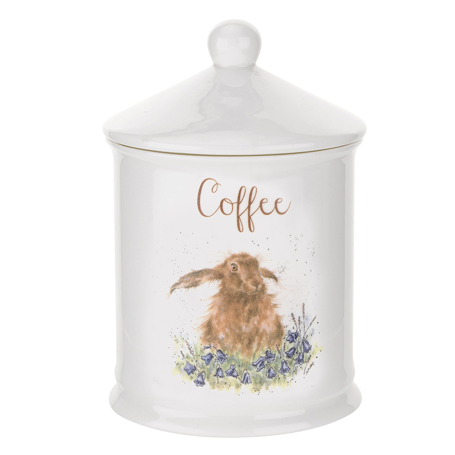 Wrendale Kaffeedose aus Porzellan, Motiv Hase im Blumenfeld, 10x10x16 cm