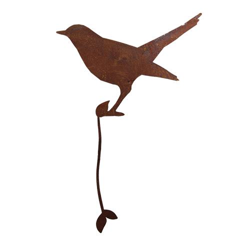 Vogel/Amsel stehend (15cm) zum Wickeln (Band 12 cm), Edelrost, Rost