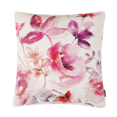 Proflax Kissenhülle beidseitig mit Blumenmotiv beige / pink / lila 40 x 60 cm
