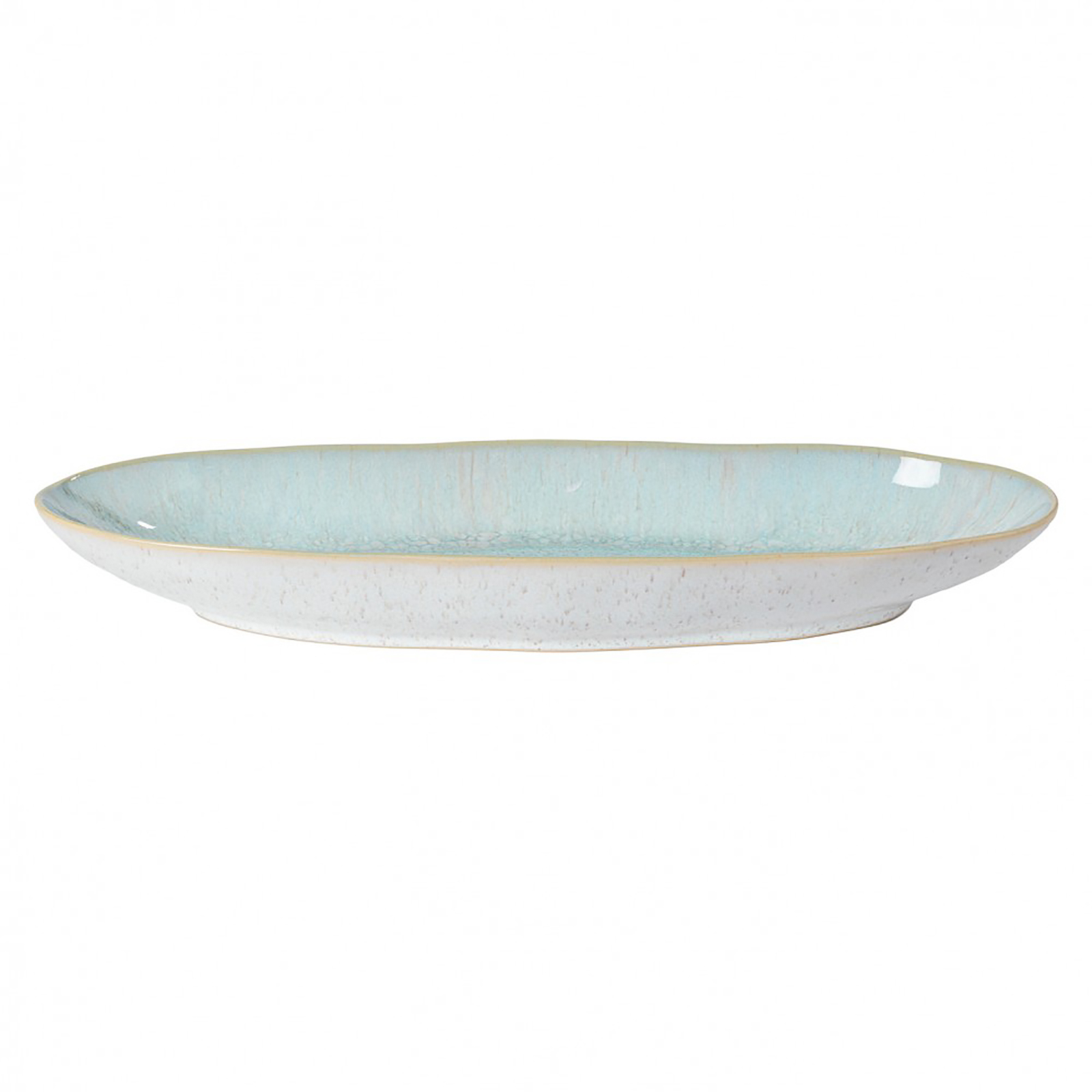 Casafina Eivissa ovale Servierplatte/Schale, innen meerblau, außen beige, gesprenkelt, 41x14x5cm