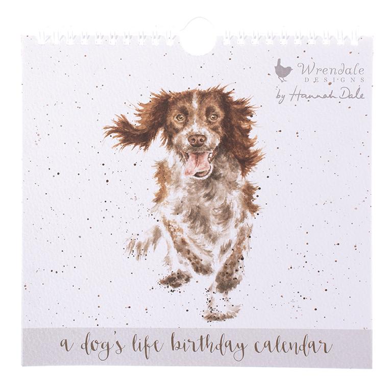Wrendale Geburtstagskalender, Motiv Hund, immerwährendes Kalendarium, 21x20cm