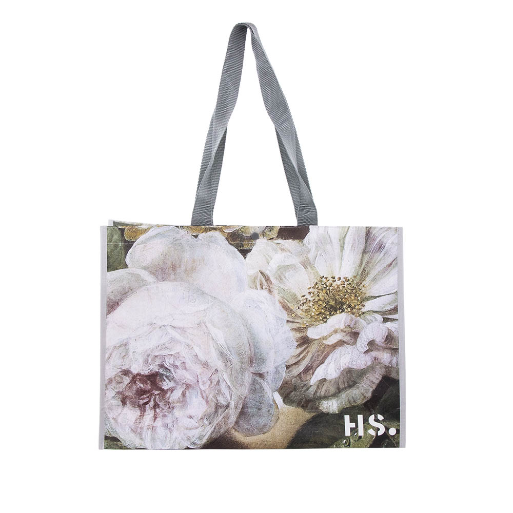 Shopper Tasche aus Kunstoff, Aufdruck Weiße Rose,  46x33x11 cm