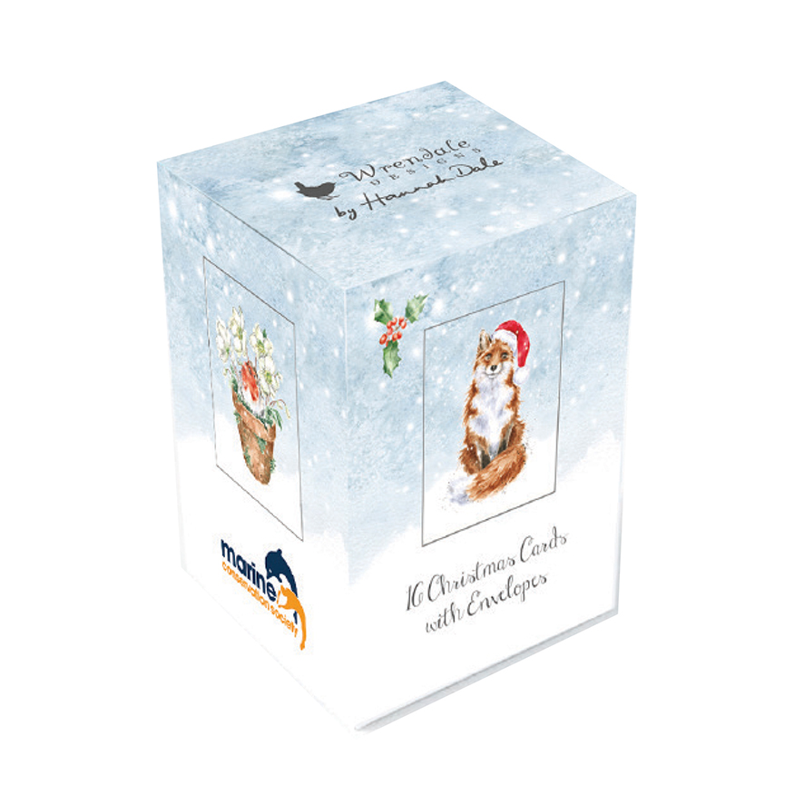 Wrendale weihnachtliches Mini-Karten Set, in Box, 16 Karten, 4 verschiedene Motive Hirsch/Rotkehlchen/Fuchs/Schneehase,