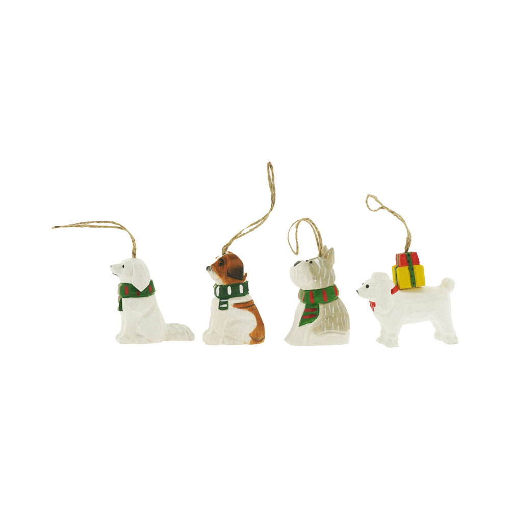 Weihnachtsbaumanhänger verschiedene Hunde, Inhalt 4 Stück