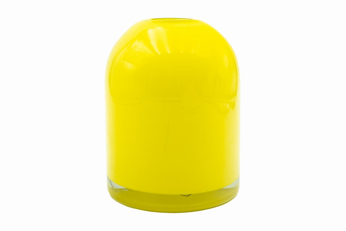 Colmore Vase, mittel, aus Glas, mit kleiner Öffnung, gelb, handgearbeitet, mundgeblasen, 12x12x16cm