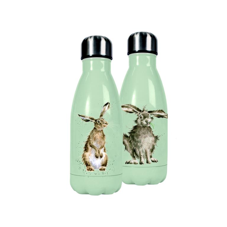 Wrendale kleine Trinkflasche in Geschenkverpackung, Motiv Hase, grün,  260 ml