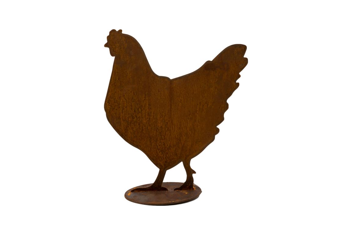 Huhn/Henne auf Bodenplatte, seitlich, stehend, H39x B34cm