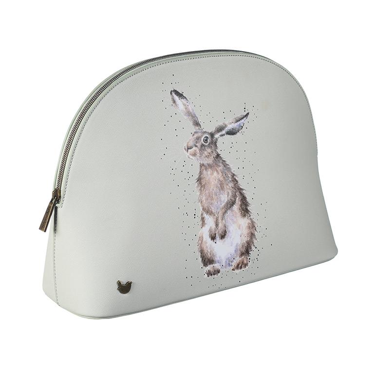 Wrendale Kosmetiktasche groß, Motiv Hase "Hare and the Bee", mit Reißverschluss, grün,  24,5x33cm