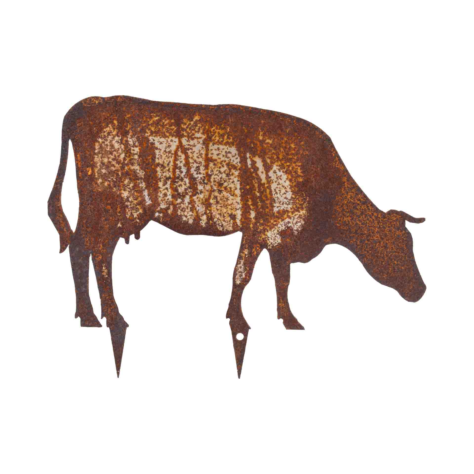 Bauernhoftiere zum Stecken, Kuh grasend, Edelrost, 18,5x14cm