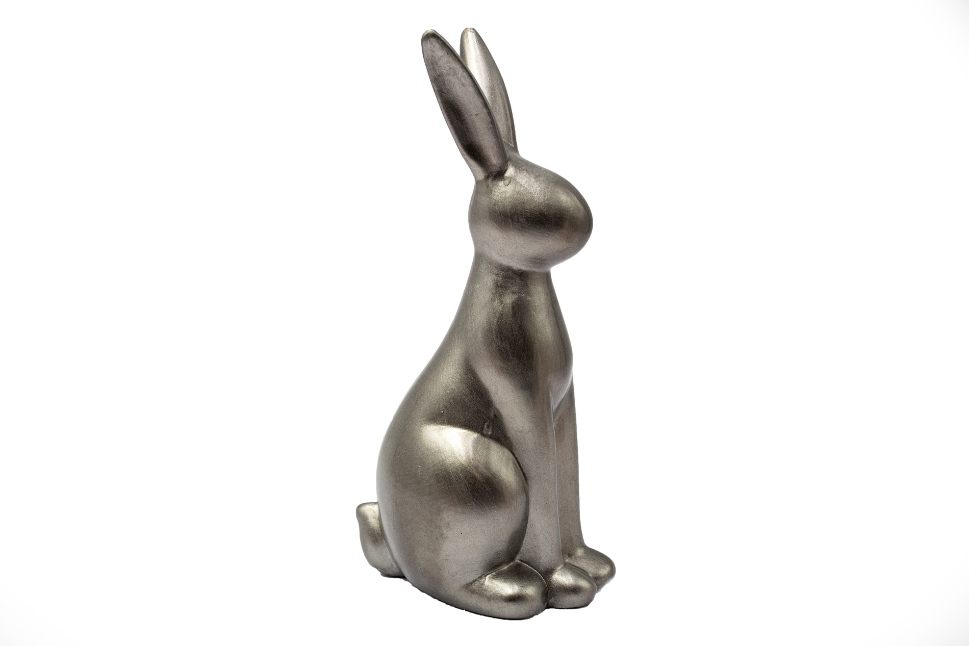 Hase aus Keramik, metallic silber, H 24,5 cm