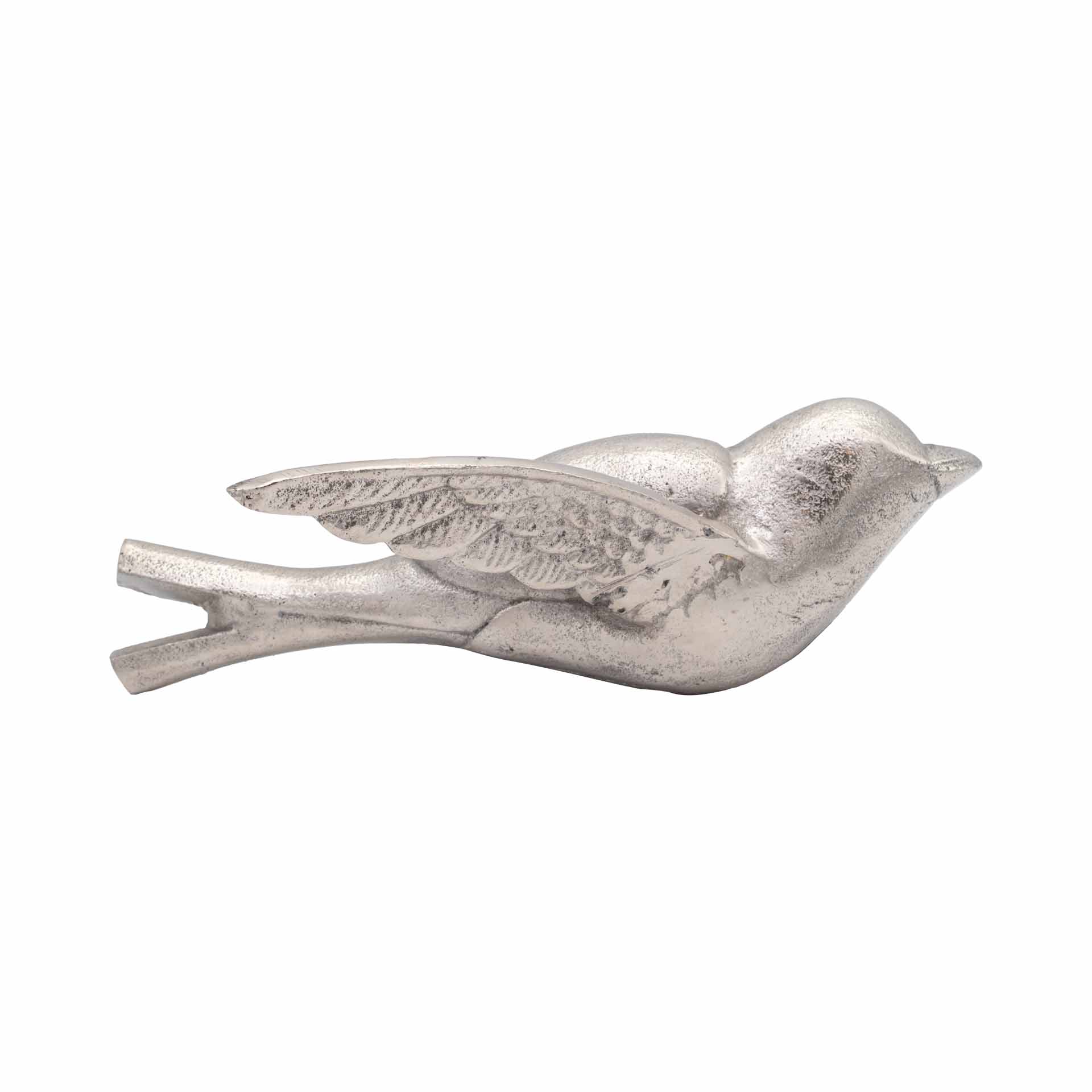 Colmore Vogel fliegend, zum Aufhängen,ein Flügel nach hinten,  Alluminium/Silber, antike Optik, 31x12x11cm