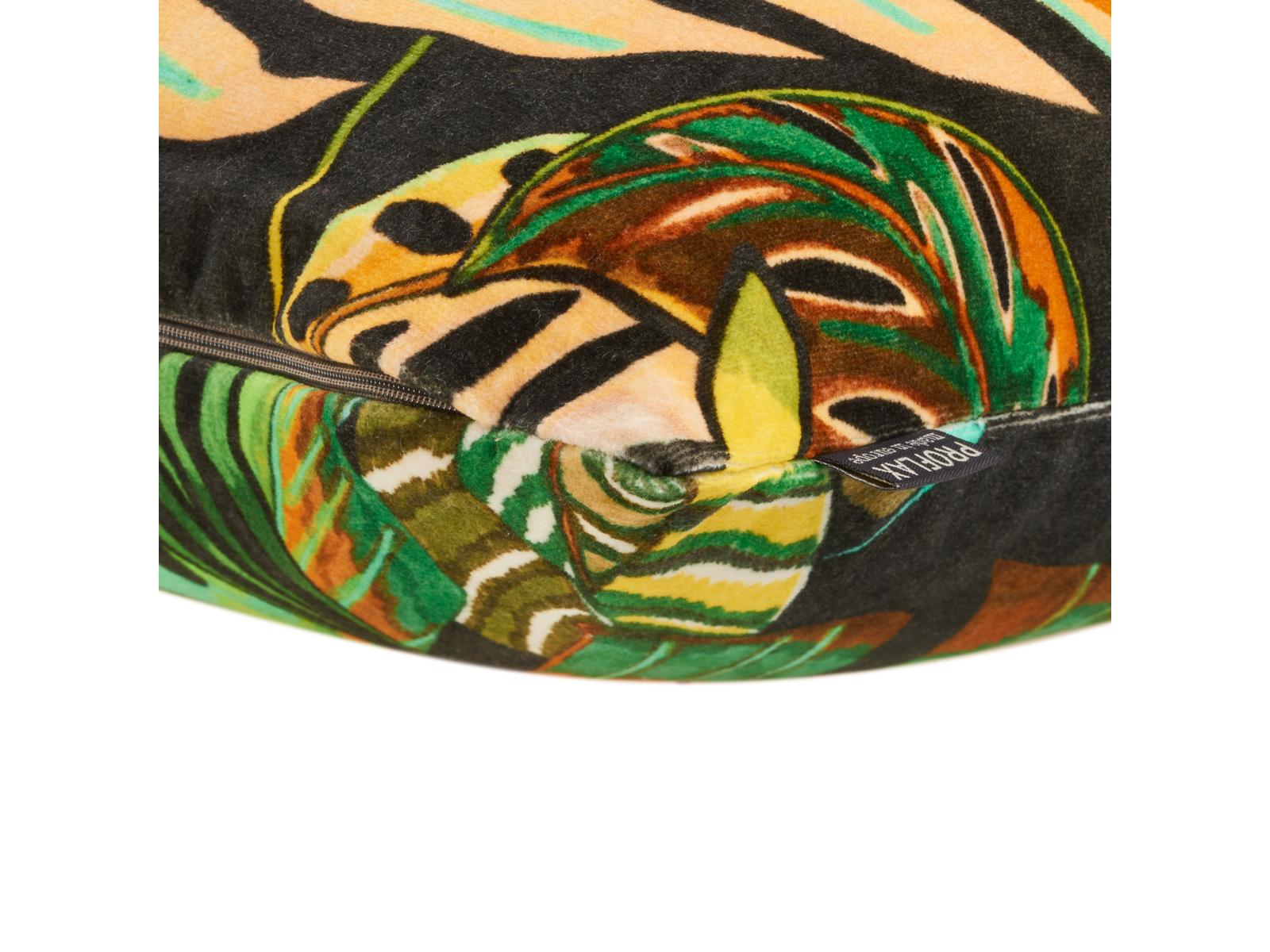 Proflax Kissenhülle Motiv Dschungelblätter grün gelb samt 40 x 60 cm