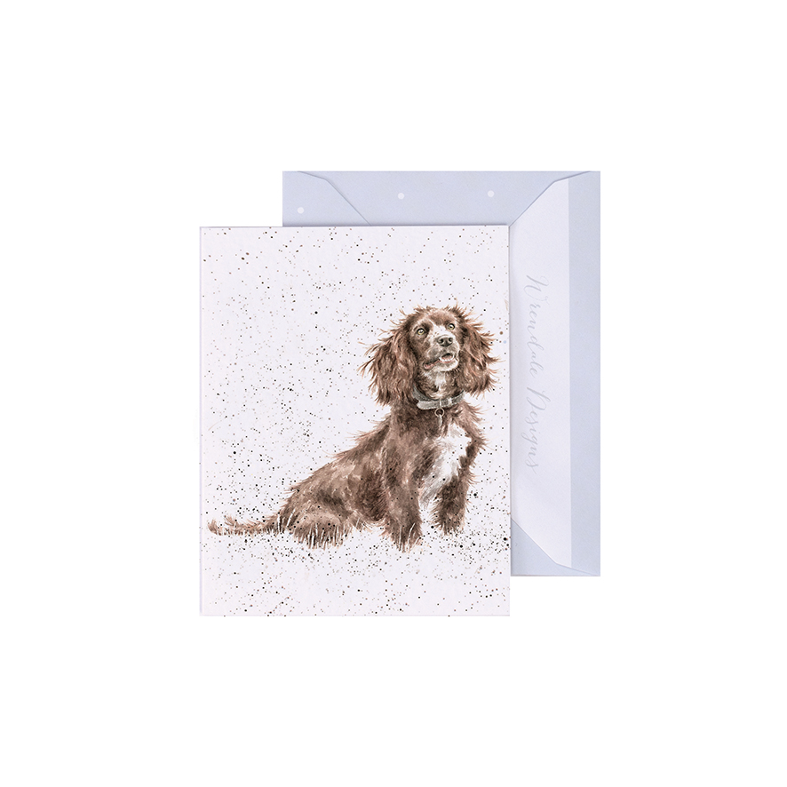 Wrendale Mini-Karte mit Umschlag, Motiv Hund sitzt, Rechteckig, 9x7,5cm