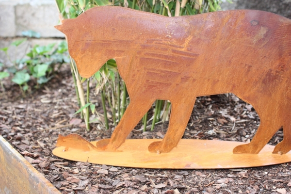 Katze mit Maus, Edelrost, Rost Deko, 50x25cm