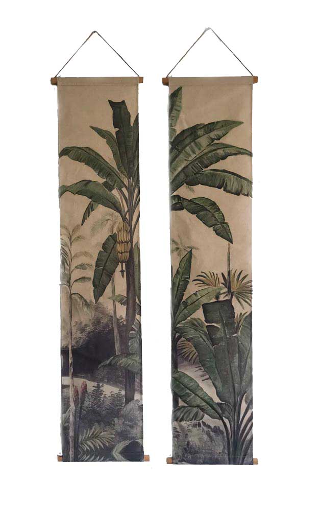 Stoffbanner/Wandbild, Motiv Bananenbaum, aus Baumwolle, 175x38cm